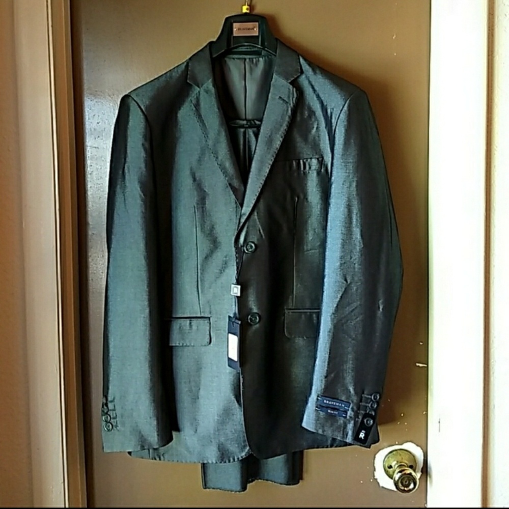 Gray Slim Fit Braveman 2 Piece Suit